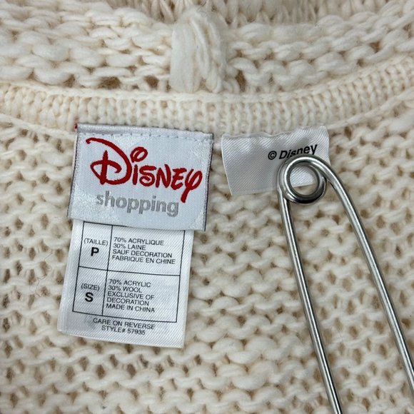 Disney Tinker Bell Duster Sweater Jacket Women's Cream Wool Blend Hooded Wood To - Picture 8 of 10